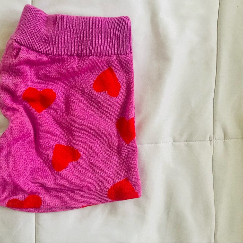 Beach Riot Tough Love Cozy Knit Heart Print Beach Lounge Shorts